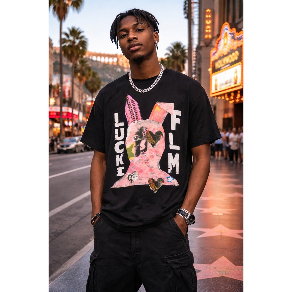 LUCKI‎ Film Graphic T-Shirt XX-Large Black Short Sleeve